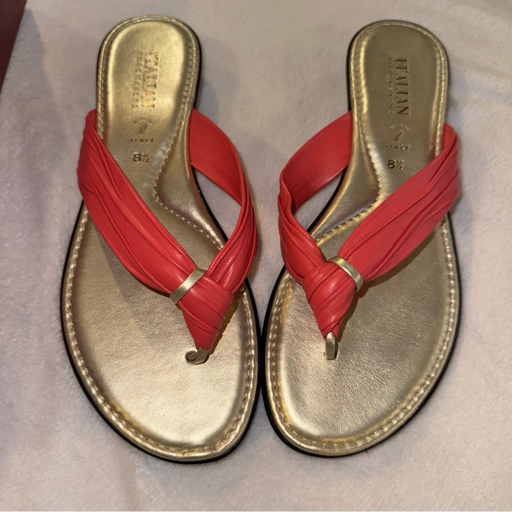 Italian Shoemaker s 8.5 Slip-On Sandals Made in Italy Pink And Gold New In Box